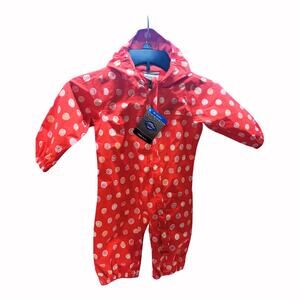 Columbia Baby Snowsuit 12-18M Orange Hooded Bunting Fleece Lined NWT Winter